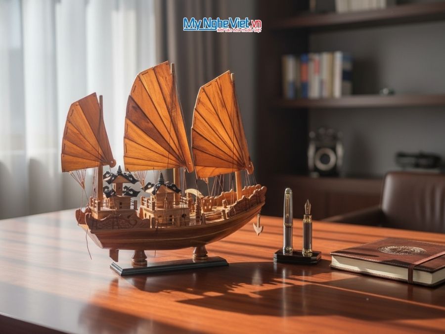 Thuyền Rồng Vịnh Hạ Long gỗ hương 40cm MNV-TB16/GH