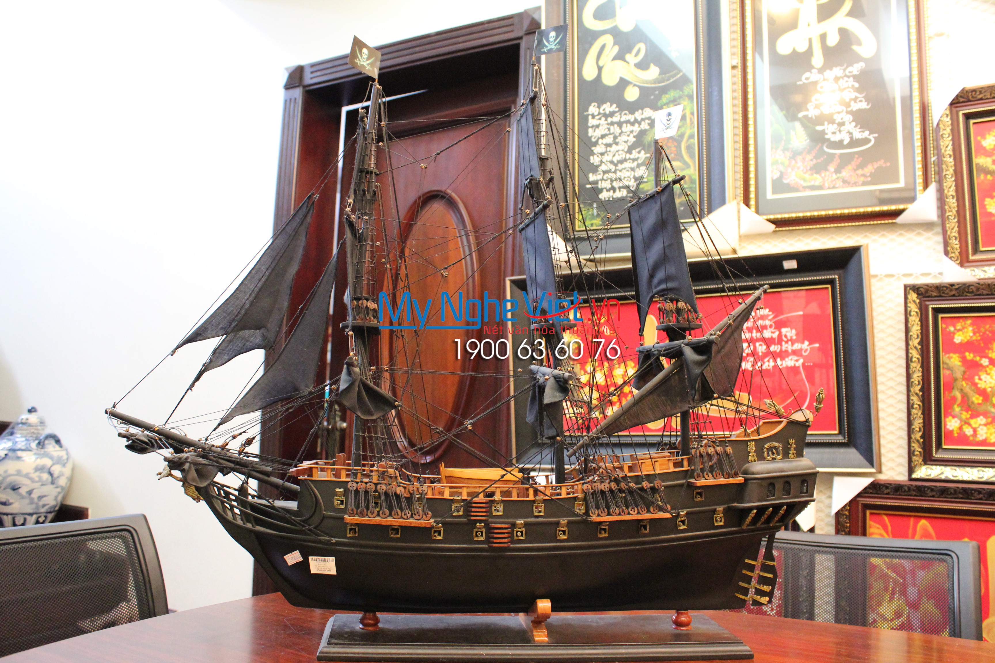 Mô hình tàu cướp biển Ngọc Trai Đen Black Pearl (Thân 80cm) MNV-TB17